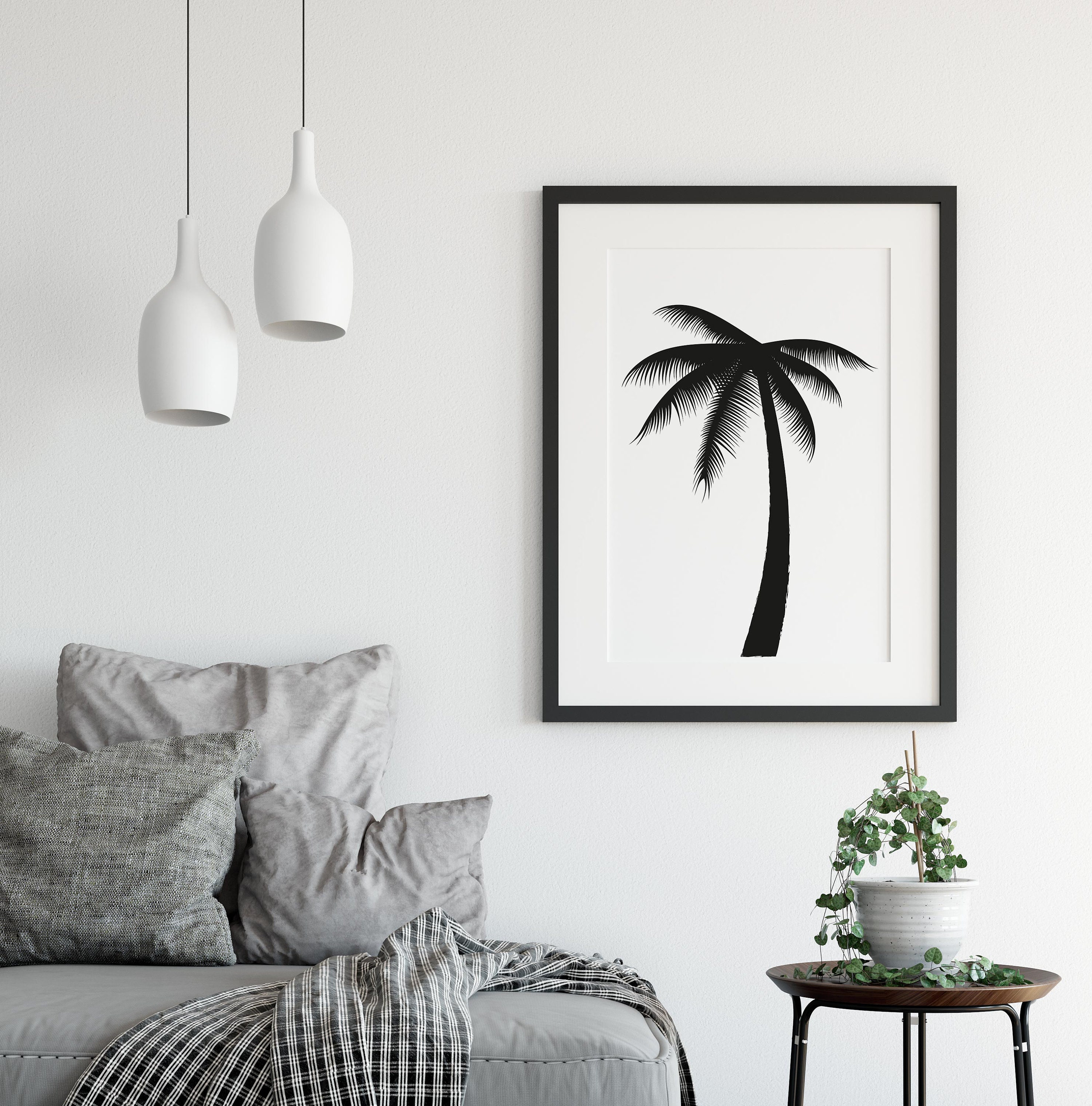 Palm Tree Print, Wall Art, Palm Tree Wall Art, Black and White Art ...