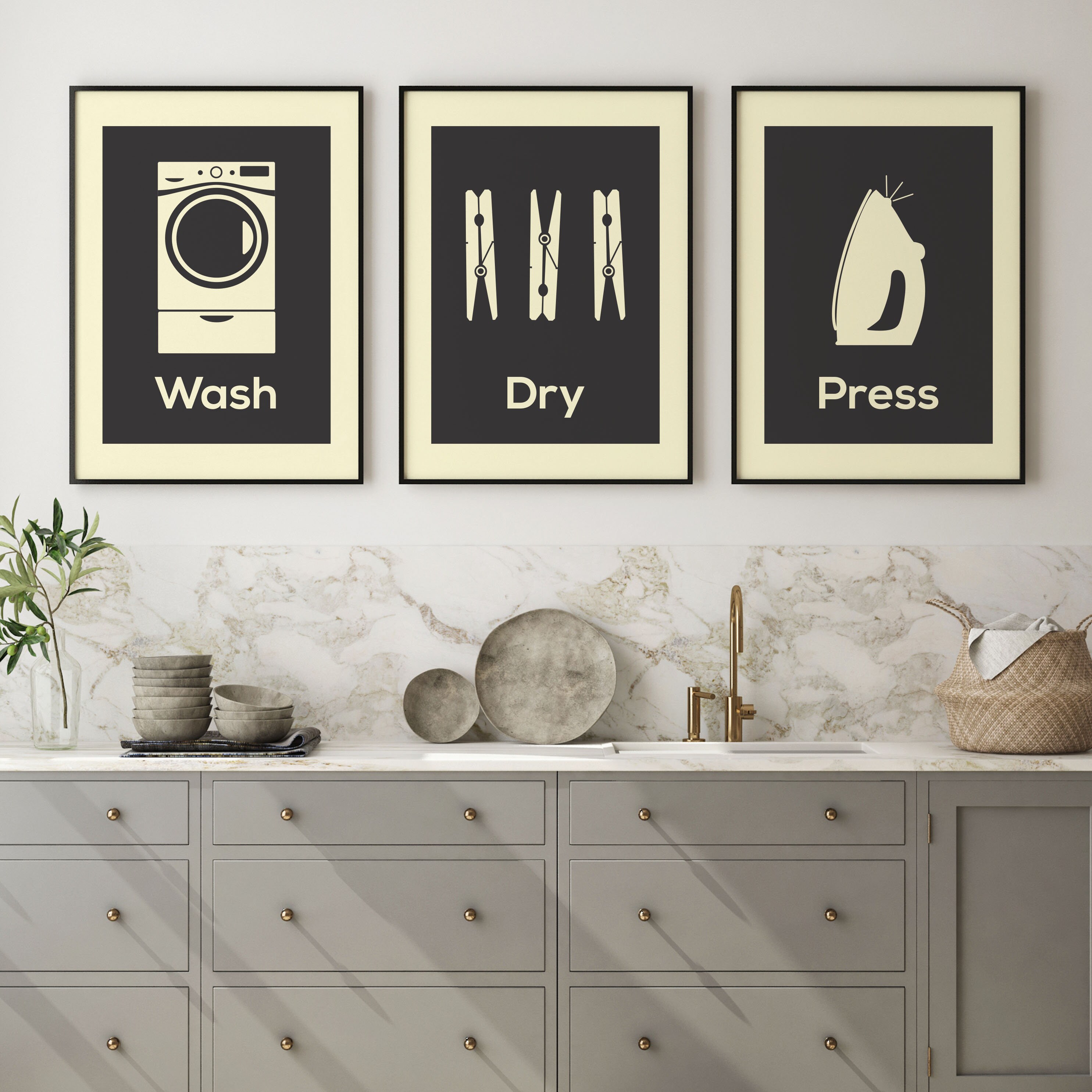 Laundry Print Set Laundry Prints Wall Art Prints Set of Etsy UK