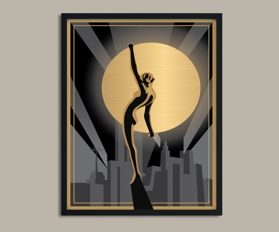 Art Deco Wall Art - Black and Gold Print