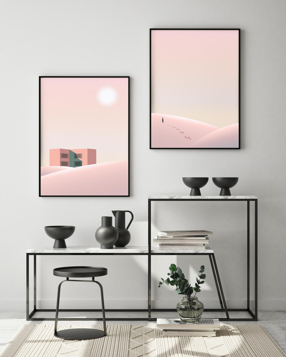 Wall Art Set Pink Prints Pink Wall Art Set of Pink Prints Etsy UK