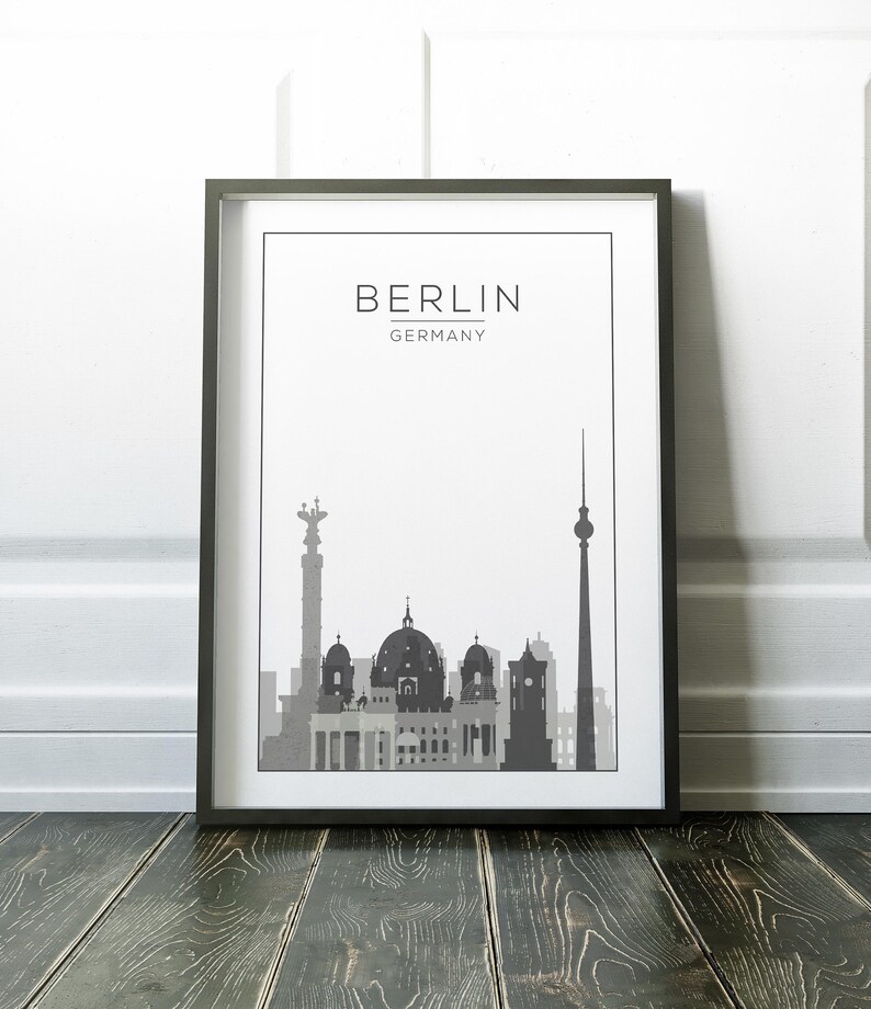 Berlin Print Travel Art Print Berlin Art Print Grey Print | Etsy