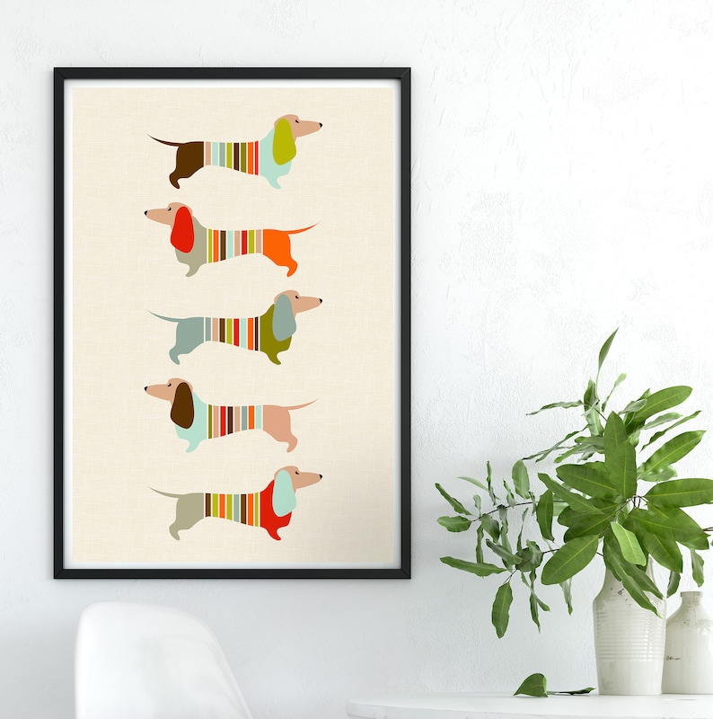 Mid Century Modern, Wall Art Print, Mid Century Print, Minimalist, Mid Century, Wall Art Prints, Dachshund, Wall Art, Sausage Dog, Prints image 4