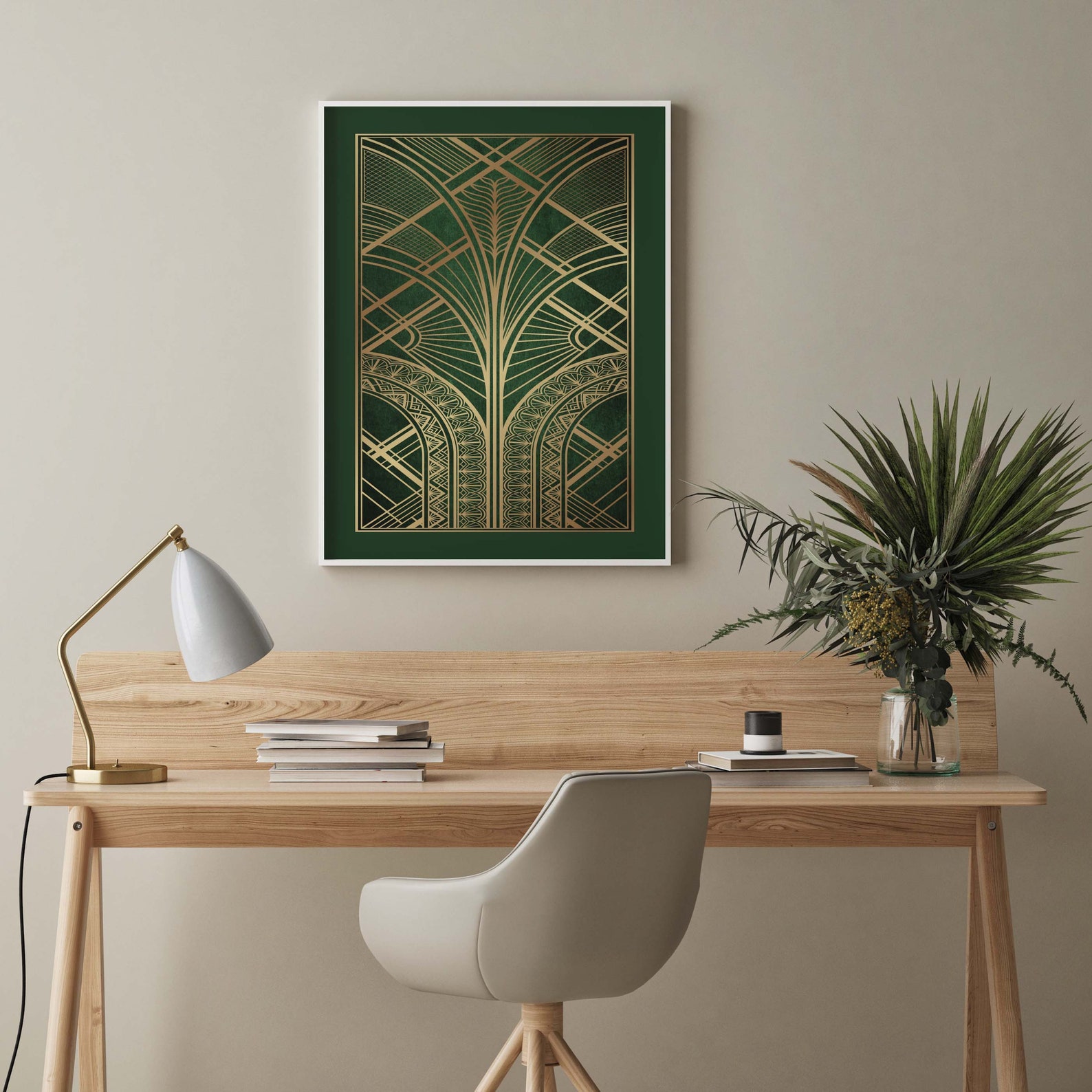 Art Deco Print Green Print Green Art Deco Wall Art Print Etsy UK