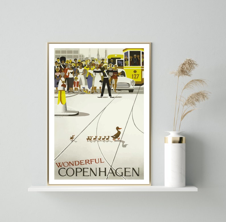 Cartel de Copenhague, Impresión de Copenhague, Impresiones de arte de pared, Cartel de viaje vintage, Impresión de viaje, Copenhague, Arte de pared, Cartel de viaje, Arte, Impresiones imagen 4