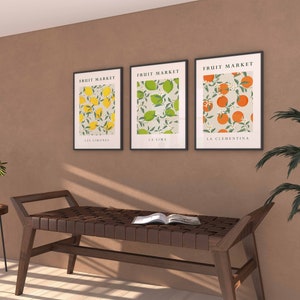 Fruit Print, Set of 3 Prints, Kitchen Print Set, Wall Art, Fruit Market Print, Food Prints, Kitchen Wall Art, Fruit Art Print image 5