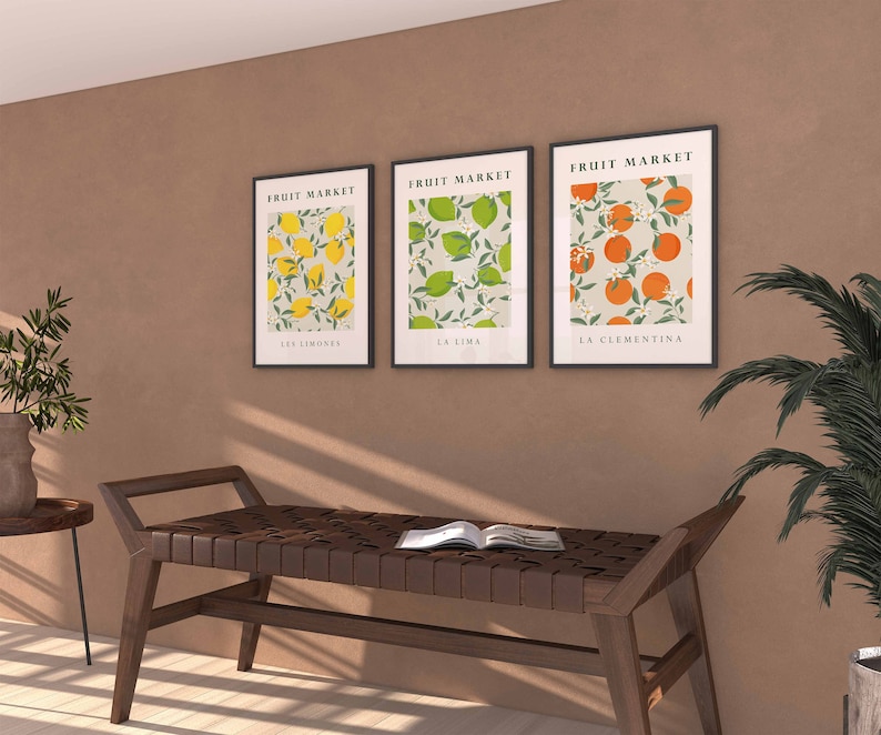 Fruit Print, Set of 3 Prints, Kitchen Print Set, Wall Art, Fruit Market Print, Food Prints, Kitchen Wall Art, Fruit Art Print image 5