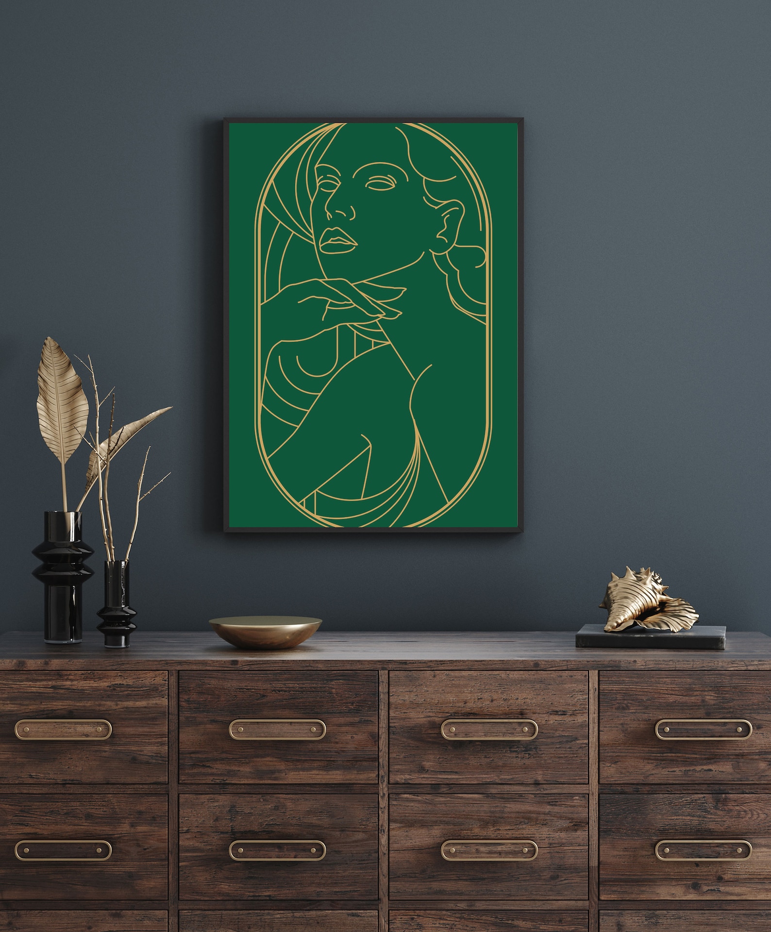 Art Deco Set of Prints Art Deco Wall Art Green Print Art Etsy UK