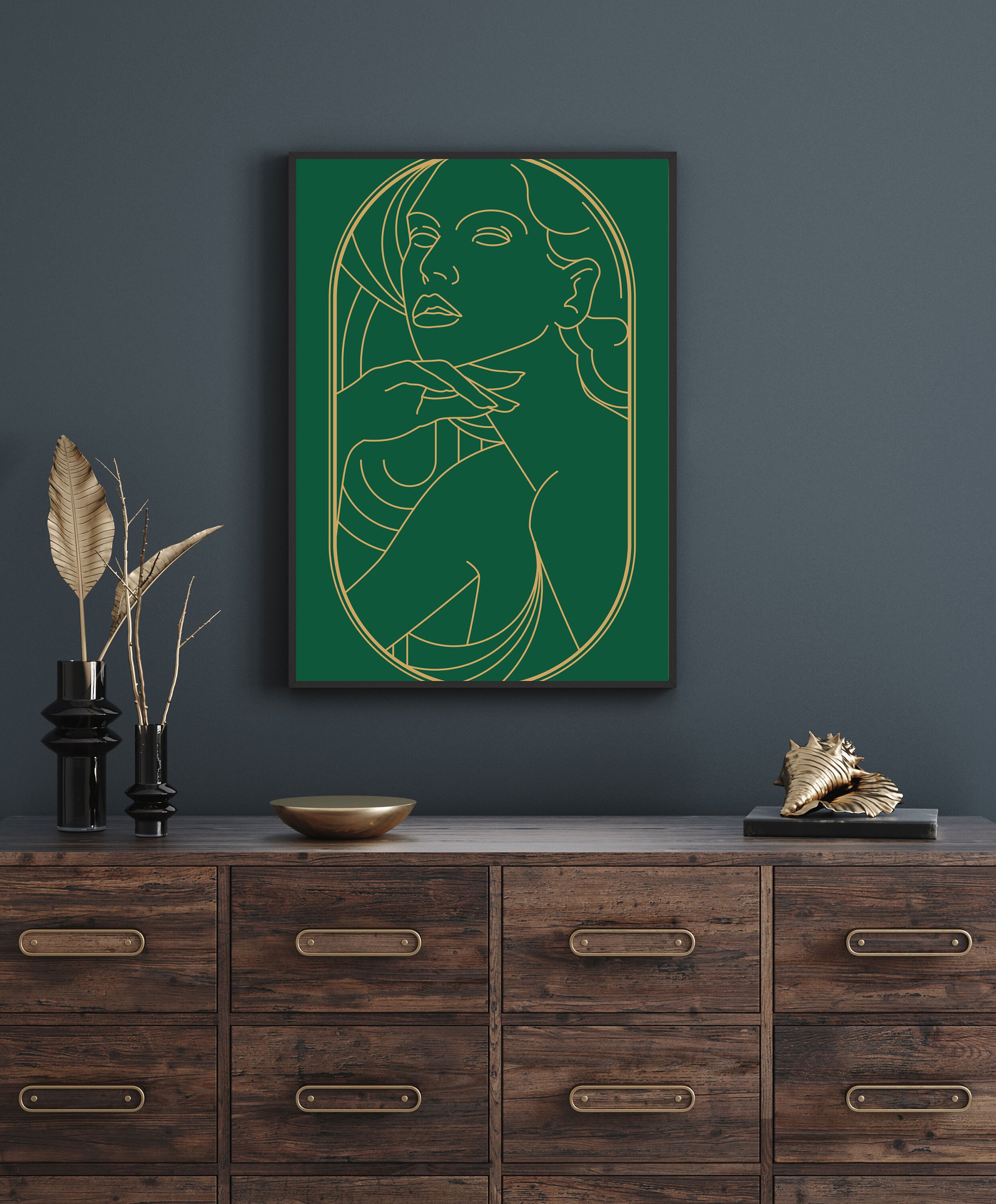 Art Deco Set of Prints Art Deco Wall Art Green Print Art Etsy UK