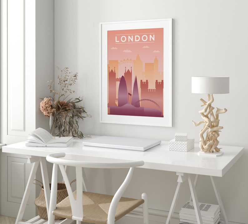 London City Poster Travel Print Wall Art Modern City | Etsy