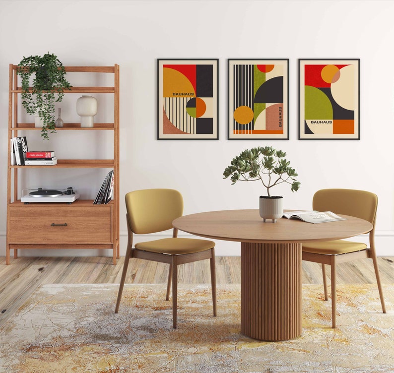 Mid Century Modern Prints, Set of 3 Prints, Bauhaus Prints, Wall Art Print, Bauhaus, Bauhaus Wall Art, Bauhaus Posters, Wall Art Print Set image 2