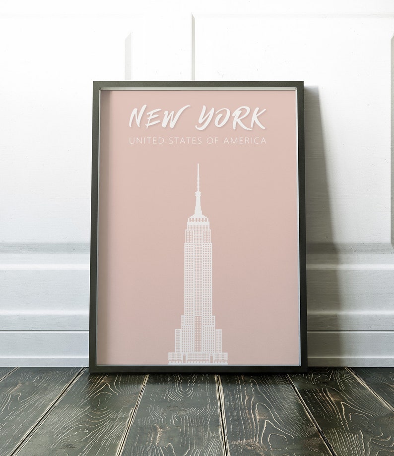 New York Wall Art New York Print Travel Print Pink Wall Etsy UK