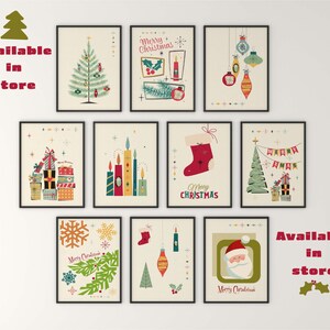 Mid Century Modern, Christmas Print, Mid Century Cat, Christmas, Prints ...