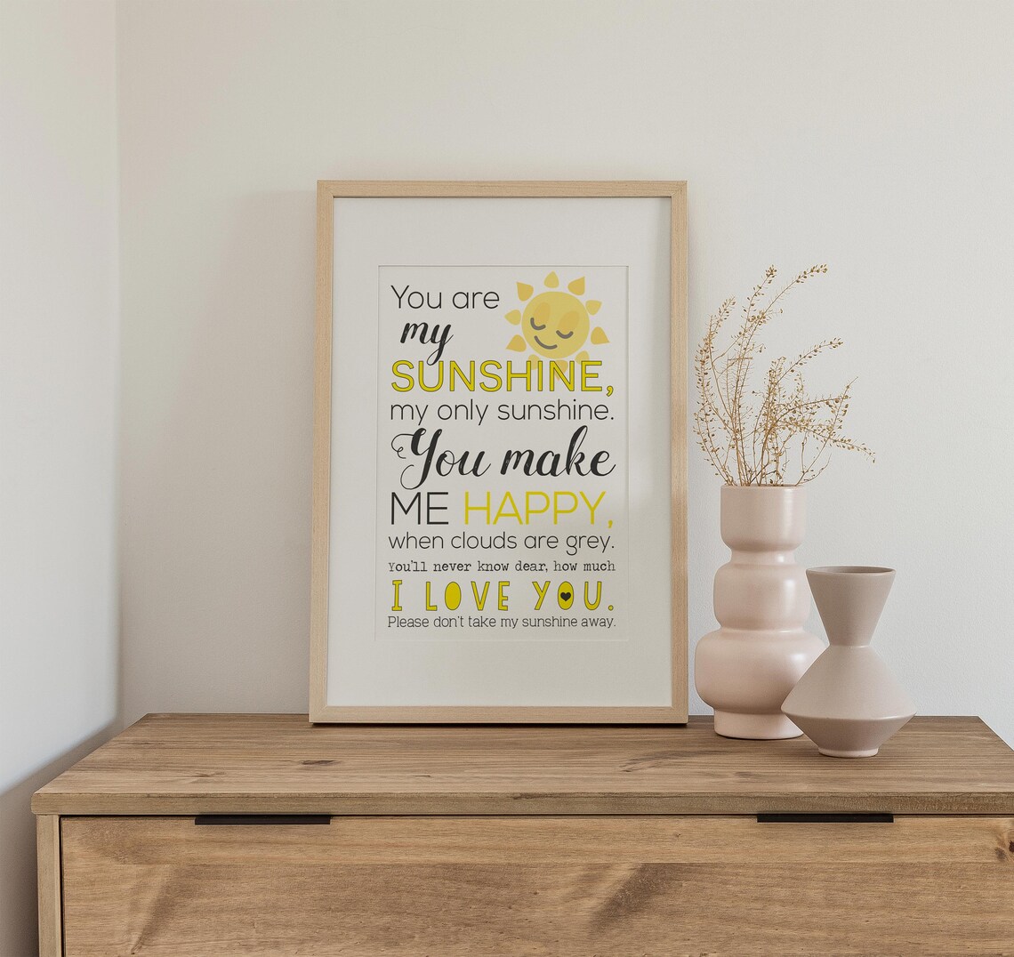 You Are My Sunshine Print Wall Art Prints Quote Print Wall Etsy UK