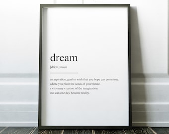 Dream Definition Print, Quote Print, Definition Print, Dream, Wall Art Print, Wall Art, Minimalist Print, Art Print, Dream Print, Definition