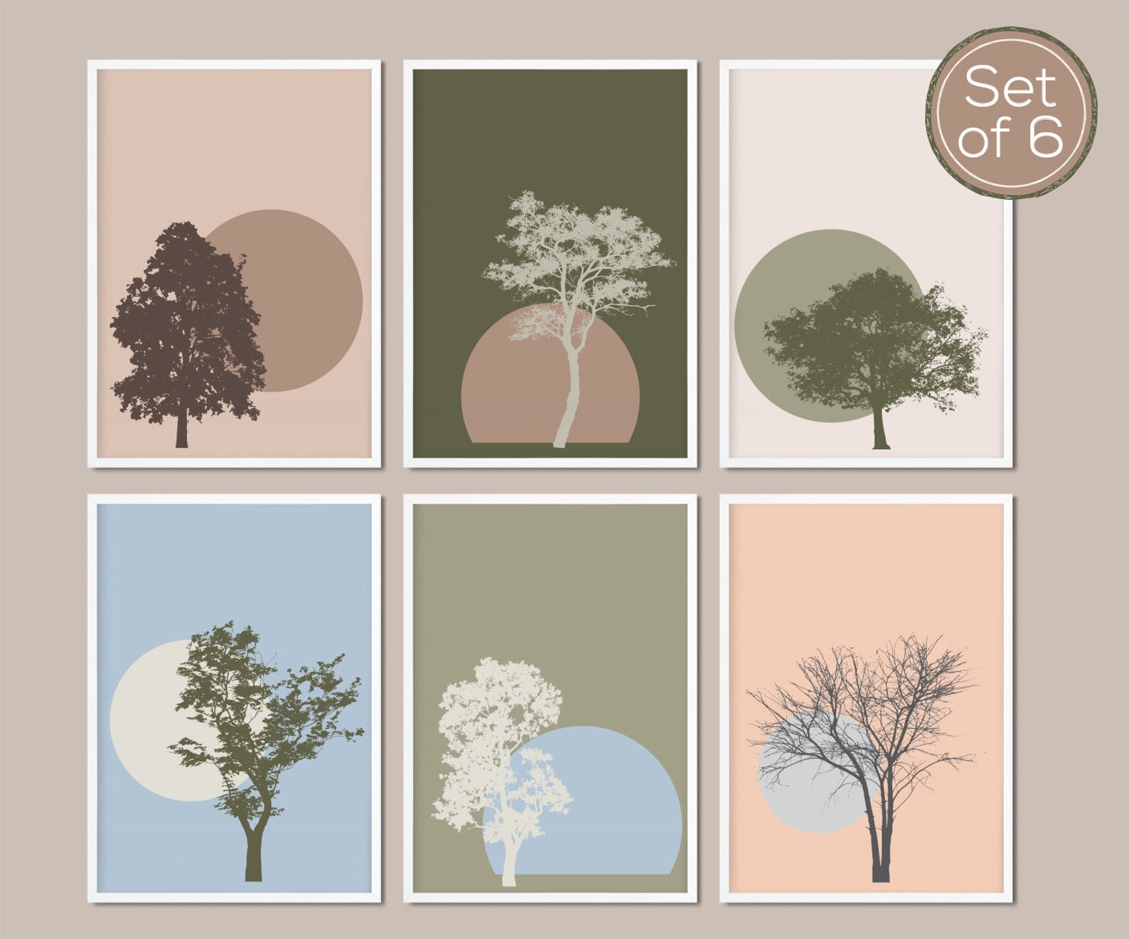 Tree Print Set Set of Prints Wall Art Set Tree Print Wall | Etsy