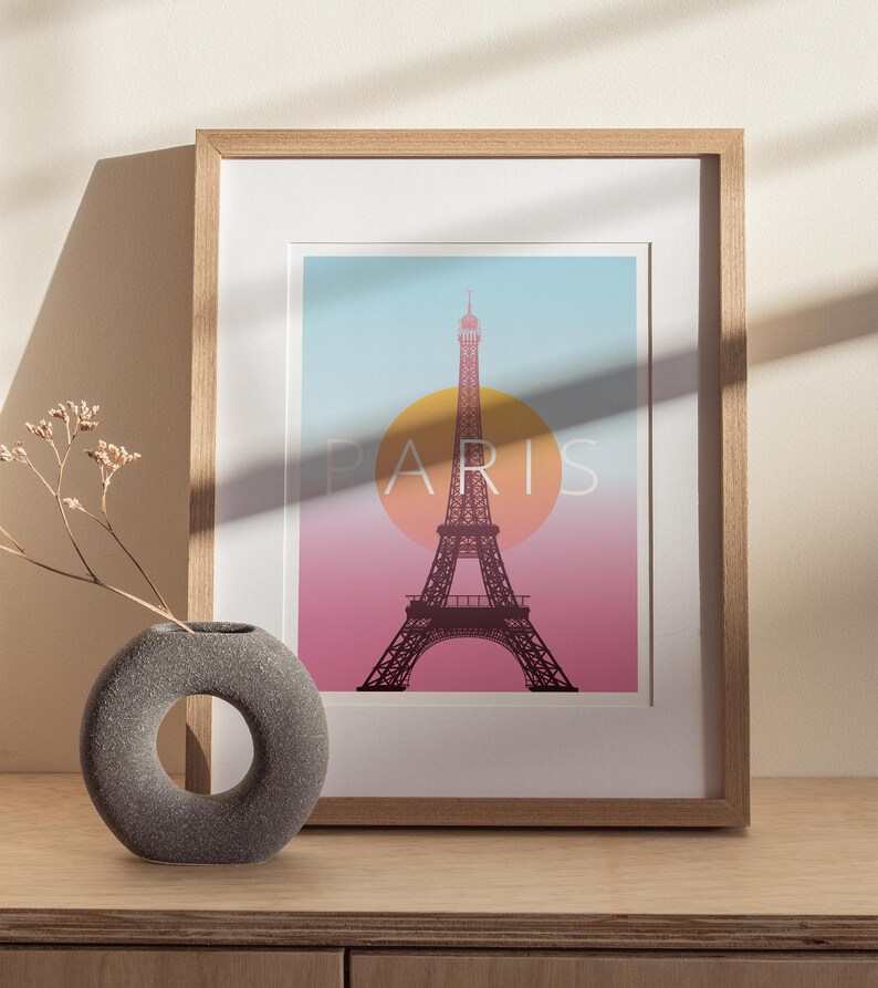 Paris Poster, Paris Wandkunst, Minimalistischer Reisedruck, Wandkunst Drucke, moderne Reise, Paris Druck, moderne Reisekunst, Eiffelturm Druck Bild 3