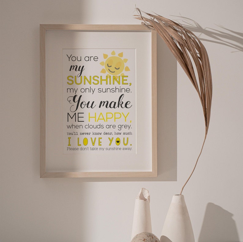 You Are My Sunshine Print Wall Art Prints Quote Print Wall Etsy UK