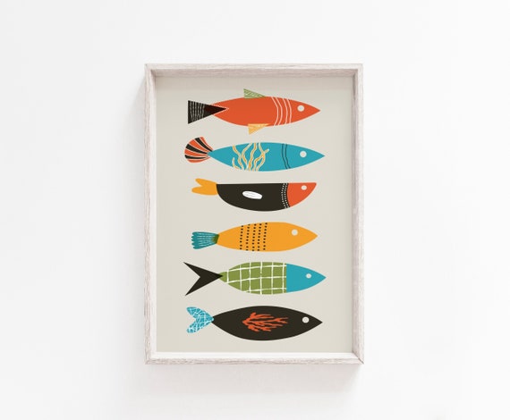 Fish Print Wall Art Wall Art Print Fish Wall Art Mid - Etsy