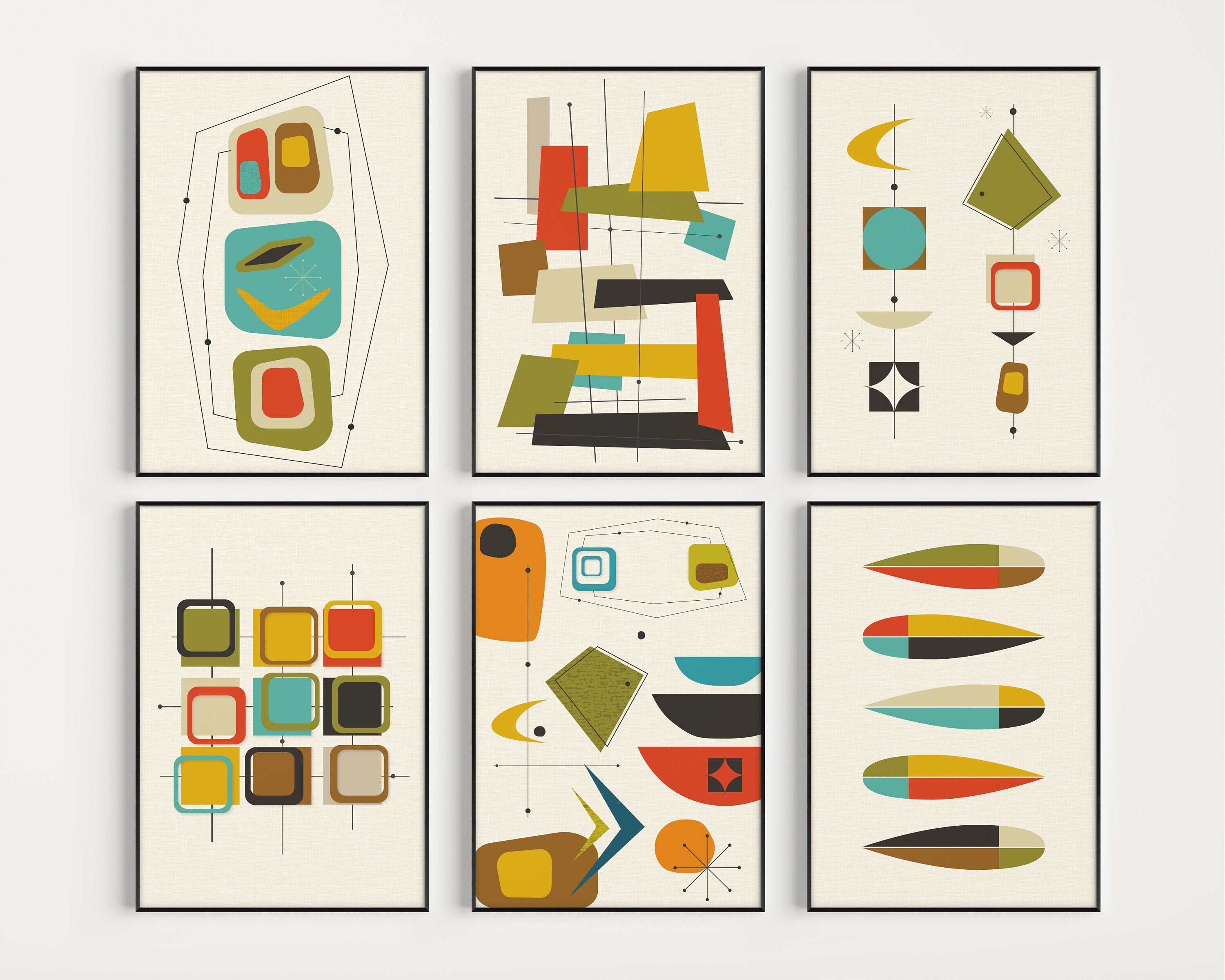 Mid Century Modern, Print Set, Set of Prints, Wall Art Set, Mid