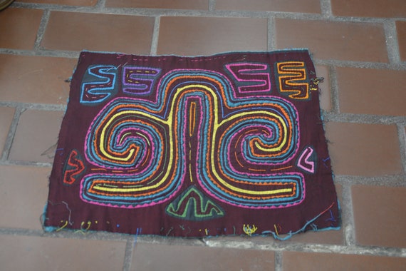 MOLA パナマ 1446. OLD ABSTRACT TRADITIONAL Mola From My Textile Art Molas
