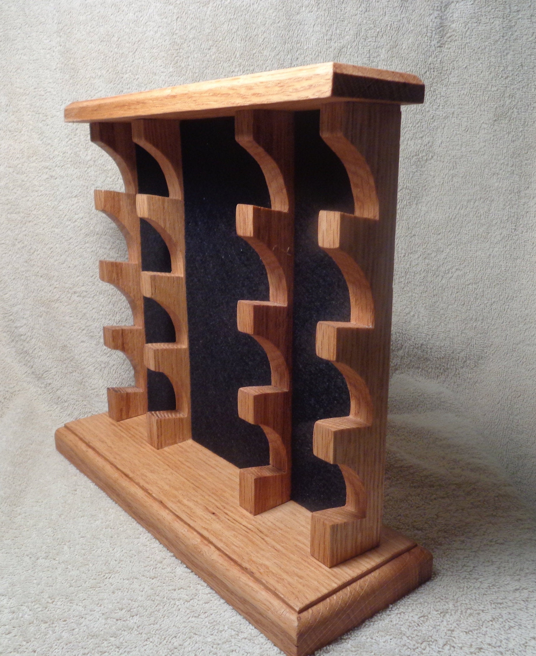 Custom Knife Display Stand Case made from Solid Oak Wood. Etsy