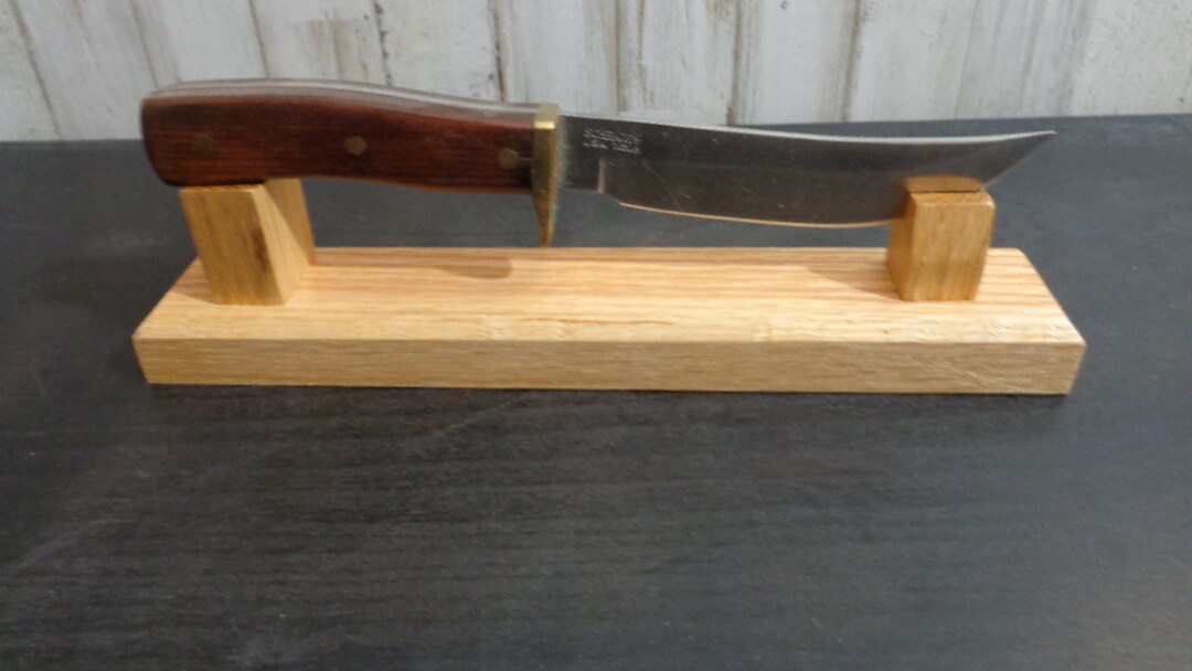 Custom Knife Display Stand for Fixed Blade and Hunting Knives Solid Oak