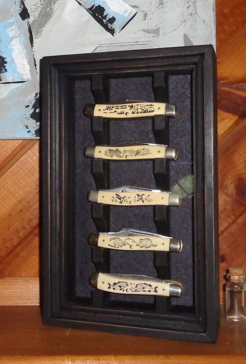Knife Display Case for Regular Pocket Knives Wall or Shelf Etsy