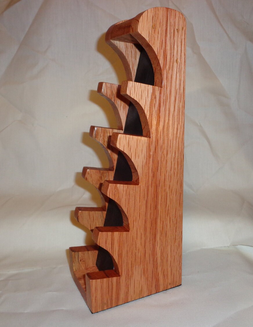 Classic V Oak Knife Display Stand for Regular Pocket Knives Etsy