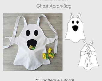 NEW! Ghost Apron 2 - 11 y.o/ Sewing Pattern PDF/ Candy Bag/ Child Halloween/ Digital Download DIY
