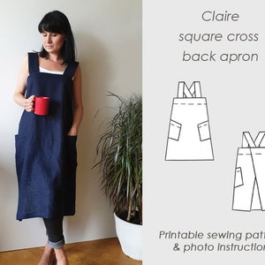 Easy to Sew/ Square Cross Back Apron Sewing Pattern PDF/ Easy - Etsy