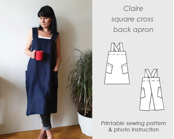 Easy to Sew/ Square Cross Back Apron Sewing Pattern PDF/ Easy - Etsy