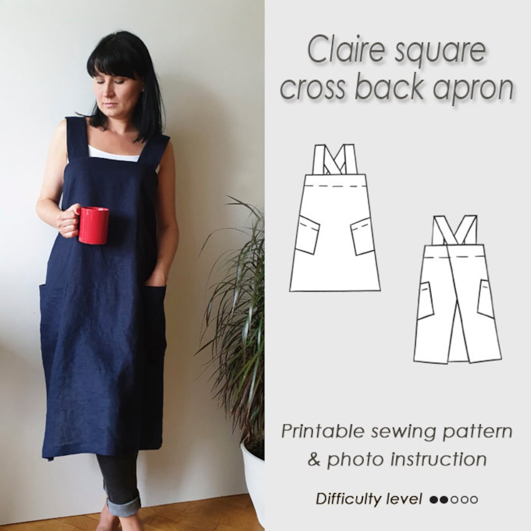 Easy to Sew/ Square Cross Back Apron Sewing Pattern PDF/ Easy Pattern ...