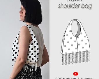 Beaded Fringe Shoulder Hobo Bag/ Sewing pattern PDF/ Beginner Friendly/ Easy to sew