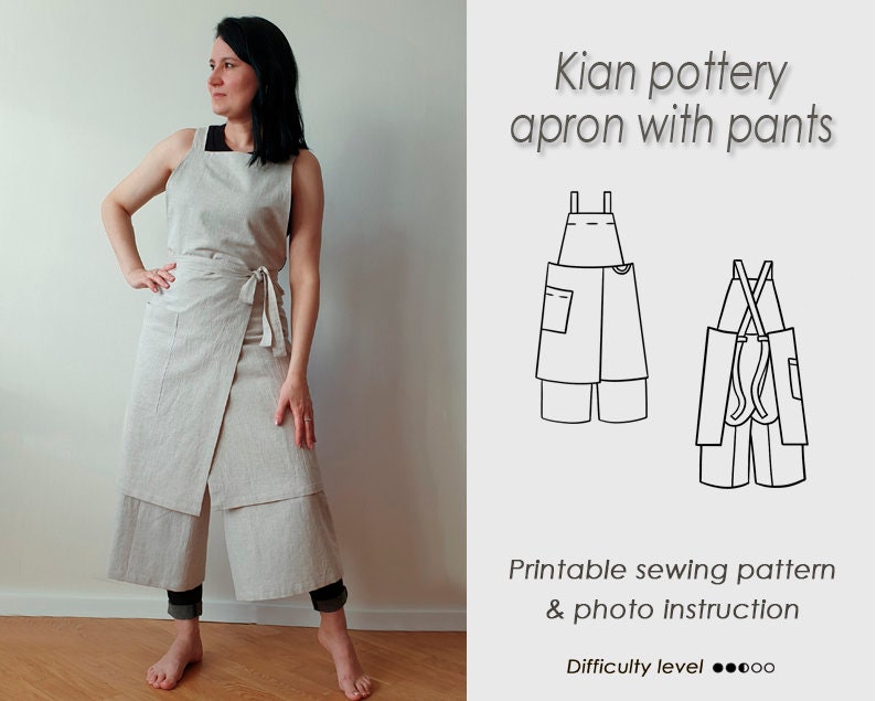 Pottery Apron With Pants/sewing Pattern/ Potter's Split Etsy