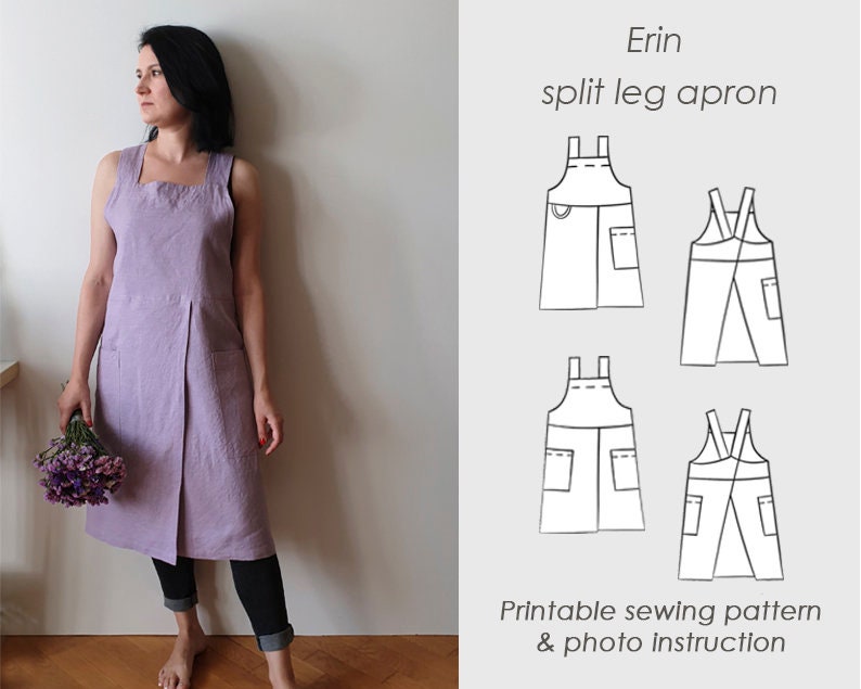 Pottery Apron Sewing Pattern/split Leg Apron /pinafore Pattern Etsy