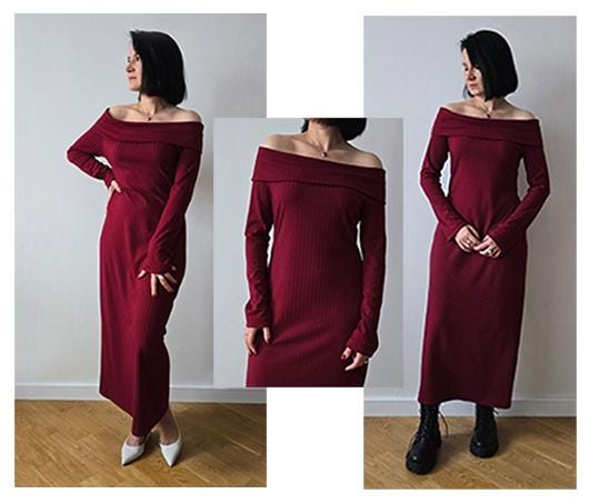 Off Shoulder Dress Sewing Pattern/ Long Sleeve Maxi Dress PDF Sewing  Digital Pattern for Women/ Slim Fit Evening Dress/ ANDREA - Etsy