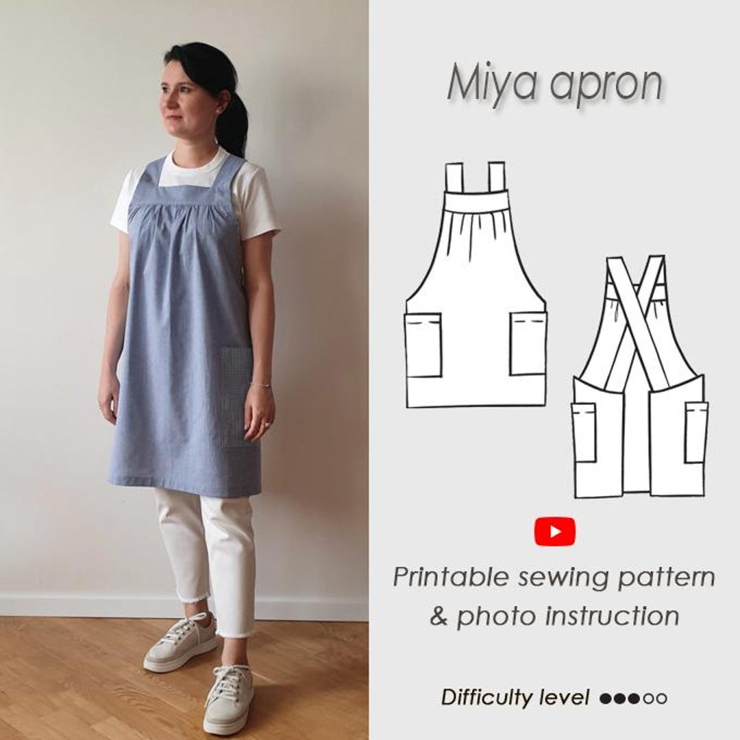 Cross Back Apron Sewing Pattern PDF / Japanese No Ties Pinafore ...