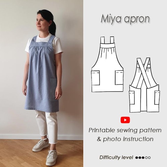 Cross Back Apron Sewing Pattern PDF / Japanese No Ties