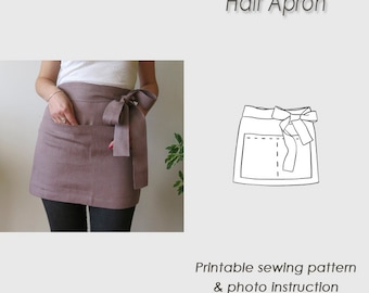 Easy to sew/ Half Apron Sewing Pattern/ Pinafore tutorial PDF/ Apron PDF pattern/ Short apron (Digital Download)/apron template