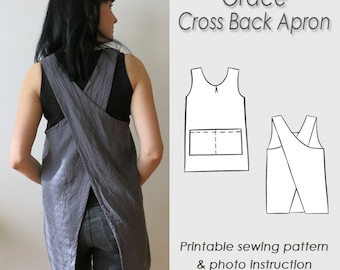 Cross Back Apron Sewing Pattern PDF E Pattern / Instant - Etsy