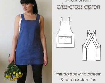 S to 3XL Cross Back Apron Sewing Pattern /japanese Pinafore Pattern PDF/ Sewing  Tutorial/ Digital Download/ Crossback Women/ CRACE Apron 