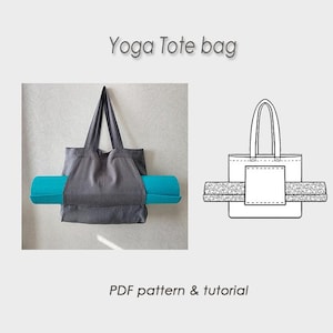 Yoga Tote bag Sewing pattern PDF/ Shoulder linen bag with mat pocket/ Digital Download sewing tutorial