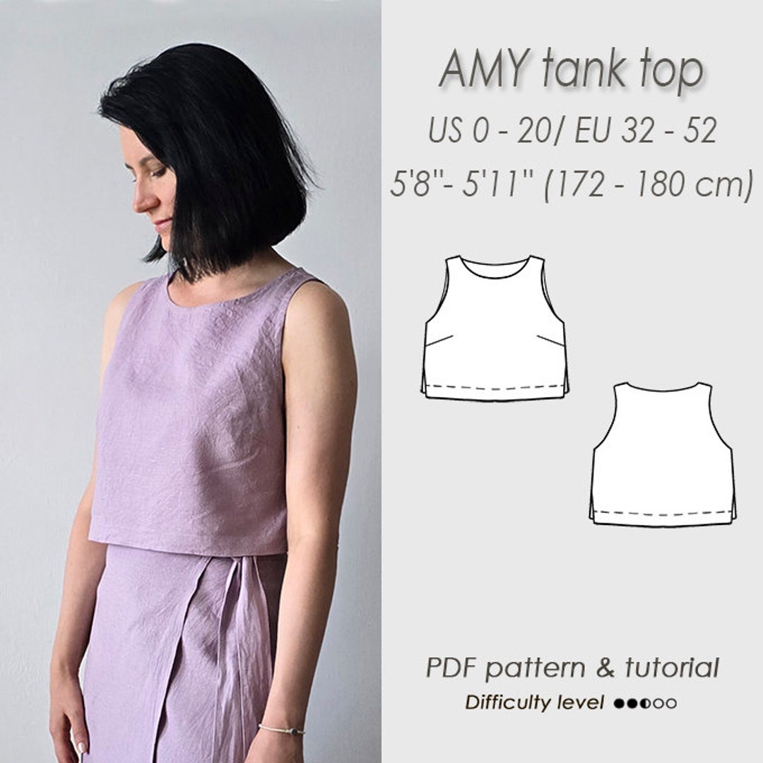 Tank Top Sewing Pattern/ Basic Crop Top PDF Sewing Digital Pattern for