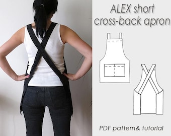 Crossback Apron PDF Sewing Pattern | Women’s Japanese no-tie Pinafore, Easy DIY Kitchen Sewing Project  | ALEX apron