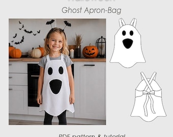 NEW! Halloween Ghost Apron 2 - 11 y.o/ Sewing Pattern PDF/ Candy Bag/ Child Halloween/ Digital Download DIY/ two sizes