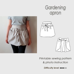 Gardening Apron Sewing Pattern/ Gathered pinafore tutorial PDF/Harvest apron PDF/ Short apron (Digital Download)/apron template/ How to sew