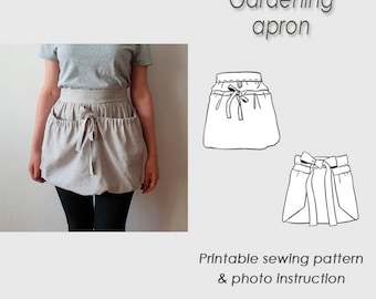 Gardening Apron Sewing Pattern/ Gathered pinafore tutorial PDF/Harvest apron PDF/ Short apron (Digital Download)/apron template/ How to sew