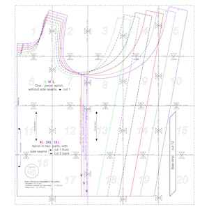 S to 3XL Cross back Apron Sewing Pattern /Japanese pinafore Pattern PDF/ Sewing tutorial/ Digital Download/ crossback women/ CRACE apron image 8