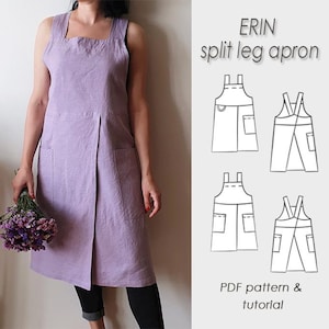 Pottery Apron Sewing Pattern/Split leg apron /Pinafore Pattern PDF/ No-ties Pinafore (Digital Download)/Sewing tutorial/ ERIN