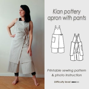 Pottery Apron With Pants/sewing Pattern/ Potter's Split Leg /cross Back ...